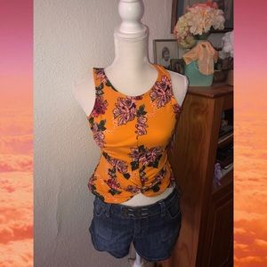 Floral Long Crop Tank